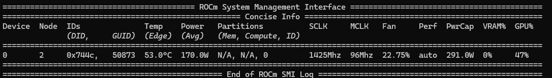 rocm-smi output