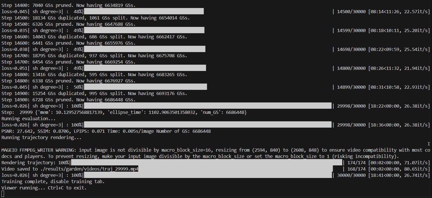 Example output with host name and port number
