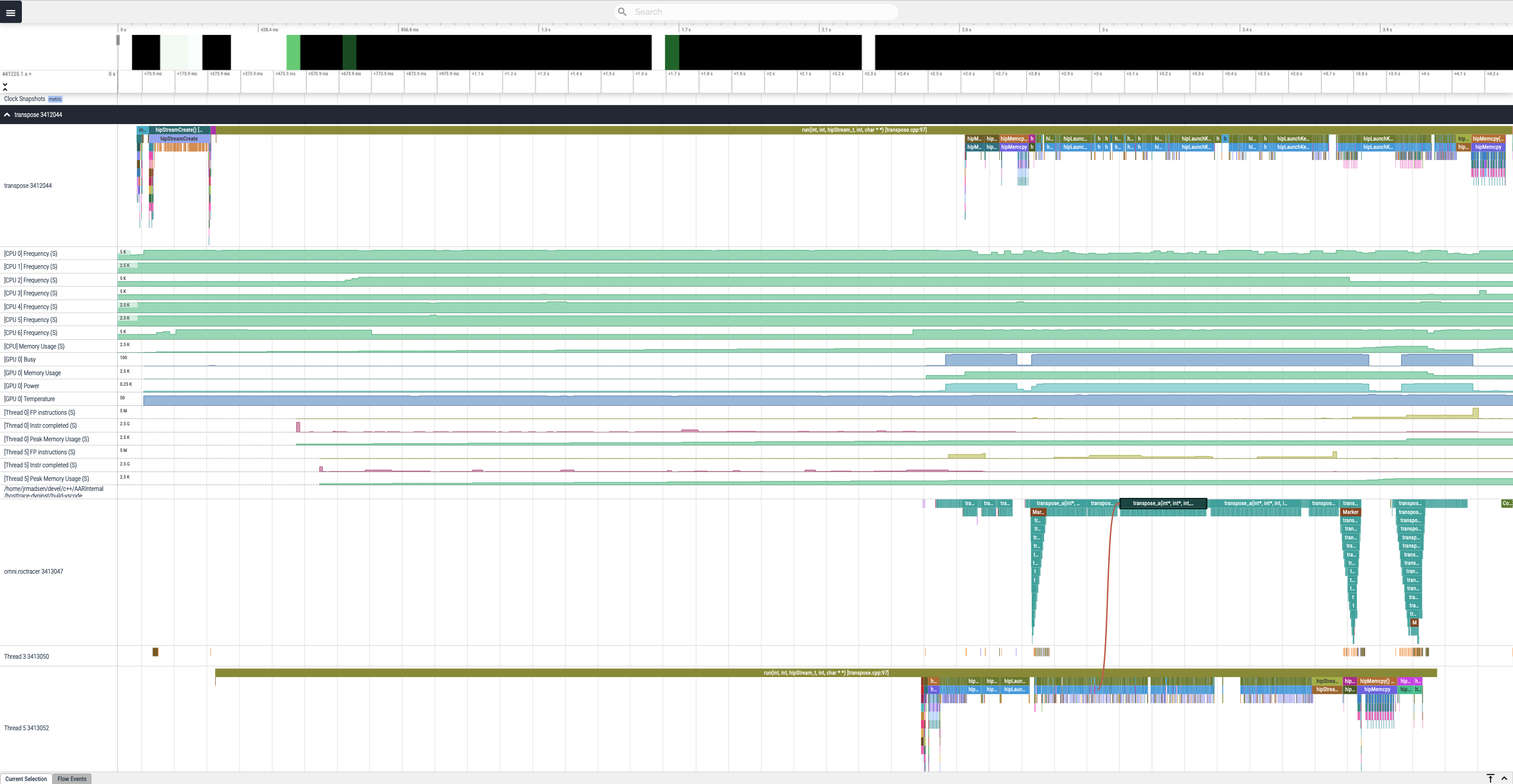 Visualization of a performance graph in Perfetto