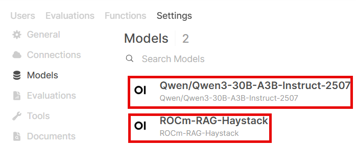 List of available models