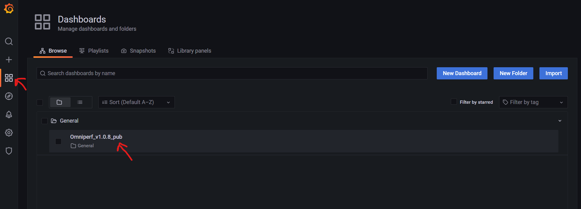 Opening your ROCm Compute Profiler dashboard in Grafana