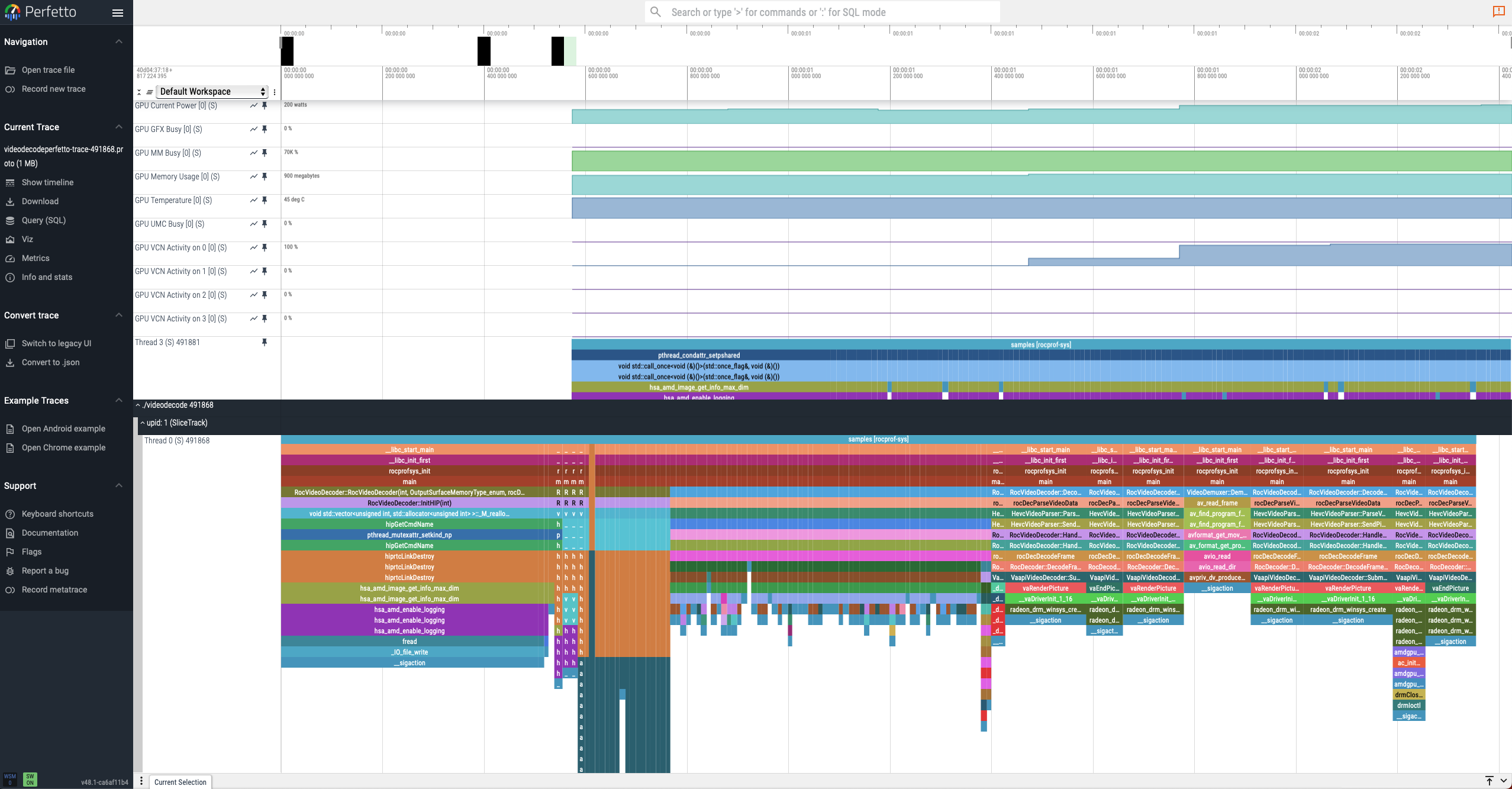 Visualization of a performance graph in Perfetto